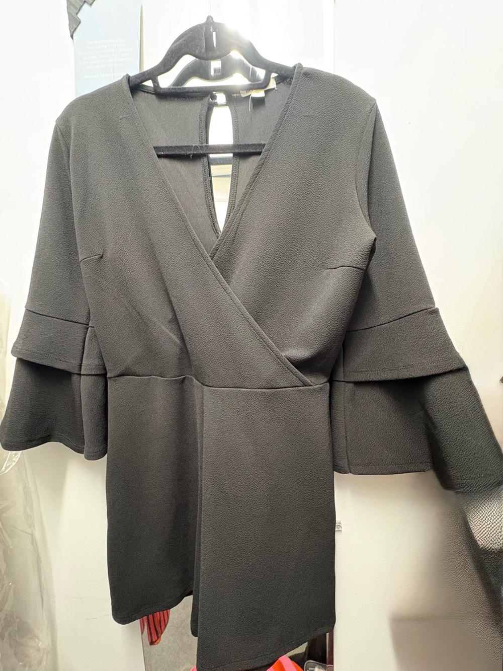 miami Black Romper with Bell Sleeves